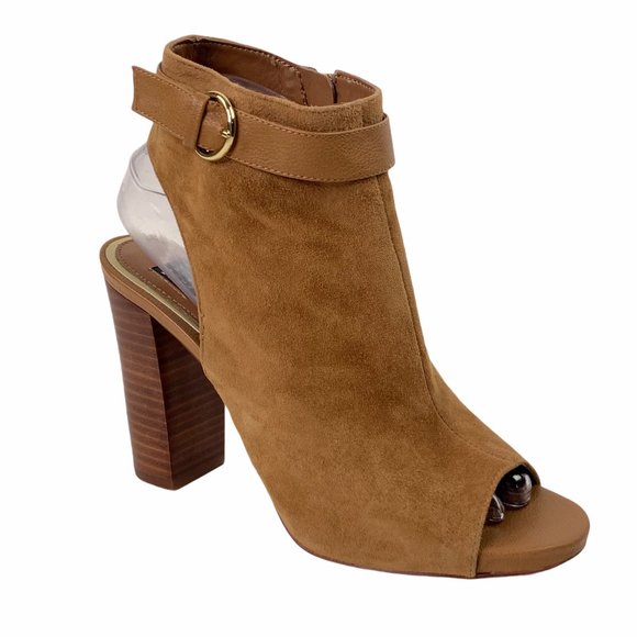White House Black Market Shoes - WHBM Liam Brown Suede Open Toe Boot Bootie 7.5